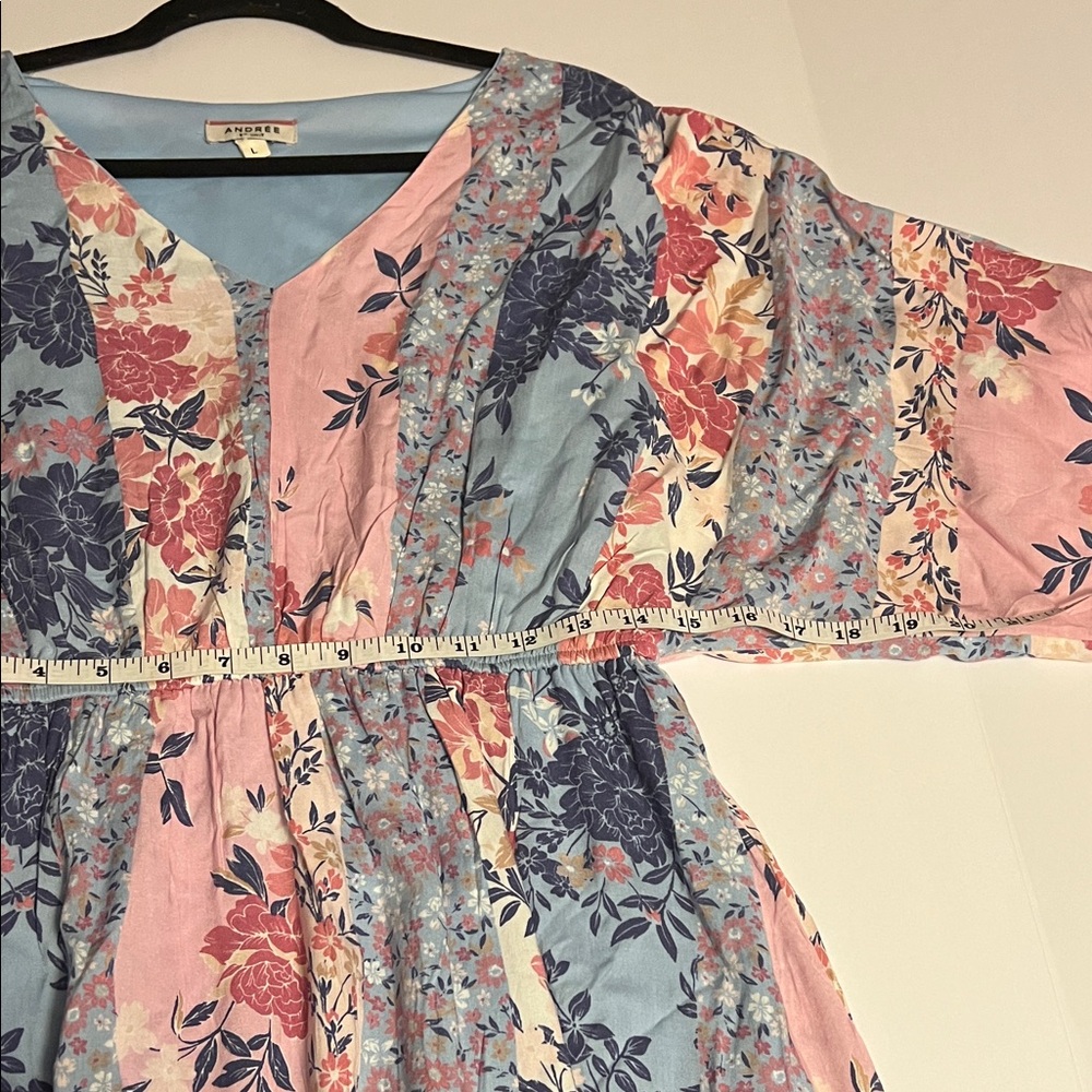 ANDREE BY UNIT Floral V-Neck Tunic in Pink and Blue
Mini Dress Size L EUC Boho - Picture 6 of 9
